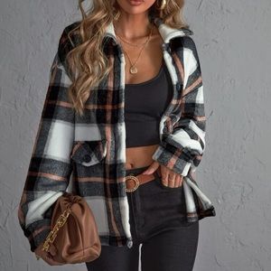 woman’s size small shein soft button plaid jacket